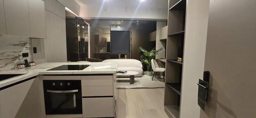 Executive Studio Suite kitchen with oven and counter.